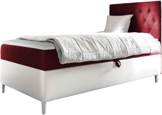 Boxspringbett 'Lenda Junior 1', rot, 80 x 200 cm, Rechts