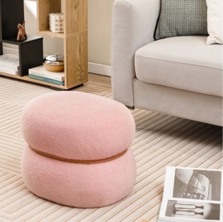 COSTWAY Sitzhocker, Oval, gepolstert, Fußhocker, 300kg, 44 x 35 x 35 cm, rosa