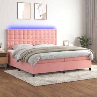 vidaXL Boxspringbett mit Matratze & LED Rosa 200x200 cm Samt 3136388