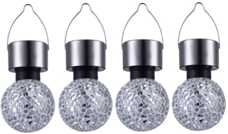 4er Set LED Solarlampen aus Edelstahl im Mosaik-Design