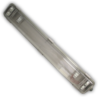 IP65 Feuchtraumleuchte, 1-Flammig Wannenleuchte, 1x 9W LED Röhre 60cm T8 900lm Warmweiß (3000K), Plastik, Grau, 66 x 6.8 x 5.8 cm, für Garage, Keller, Werkstatt, Außenanwendungen