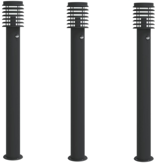 vidaXL Wegeleuchten mit Bewegungsmelder 3 Stk. Schwarz 110cm Edelstahl 4006372