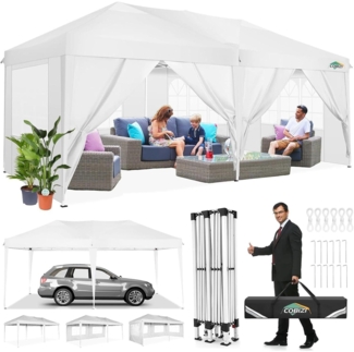 COBIZI Faltpavillon 3x6 Wasserdicht Winterfest Pop Up Pavillon 6 Seitenwände