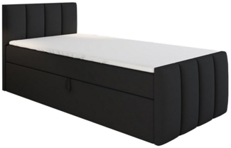 A&J MöbelLand GmbH Boxspringbett Einzelbett FUNI mit Bettkasten, Topper und gepolstertem Kopfteil. (Boxspringbett mit Bettkasten und gepolstertem Kopfteil. Inclusive Topper !, TOP ANGEBOT), Länge 216 cm Höhe 106 cm