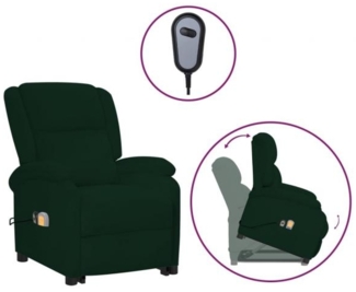 vidaXL Massagesessel mit Aufstehhilfe Dunkelgrün Samt 3124838