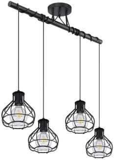 LED Hängeleuchte, Balken, Gitter schwarz, L 80 cm