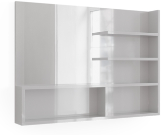 Spiegelregal Weiß Hochglanz 89.8 x 65 cm mit offenen Fächern Vicco