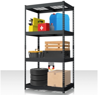 Floordirekt Schwerlastregal Yukon Rivet aus Stahl, belastbar bis zu 1400 kg, Werkzeuglose Montage, Verschiedene Größen & Farben 1-tlg, Witterungsbeständig, In- & Outdoor, höhenverstellbare Gitterböden