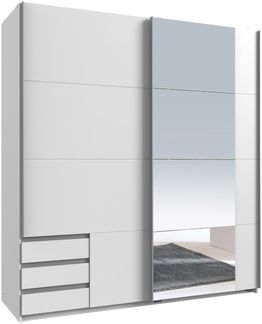 Kleiderschrank Emden in Weiß - Schwebetürenschrank in verschiedenen Varianten wählbar - Kleiderschrank Breite 179 cm mit Spiegel