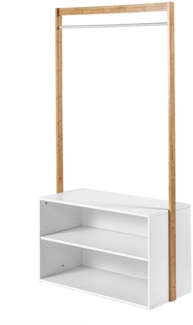 Casâme Garderobenständer mit Stauraum - Weißdekor und Bamboo - L90 cm - Weiß