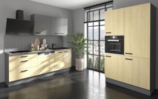 Küche SCANDI + NESSA 220 + 120 cm Fischgrät Optik Küchenzeile Küchenblock