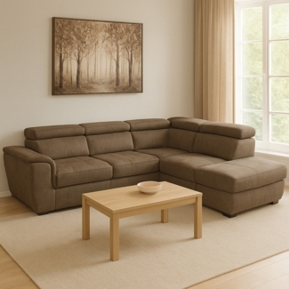 HTI-Living mit Ottomane rechts Braun Couch Sandy
