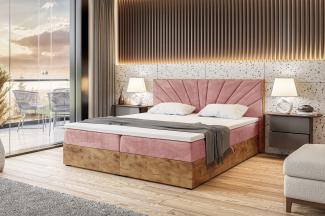 MEBLINI Boxspringbett LOFTY 7 180x200 cm mit Bettkasten - H4/Rosa Samt Polsterbett - Doppelbett mit Topper & Taschenfederkern-Matratze