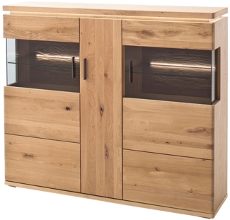 Highboard Brescia / Barcelona , Holz, Holzwerkstoff, Metall , Holzfarben , 150 x 128 x 37 cm