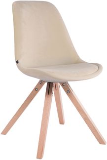 CLP Besucherstuhl Toulouse Samt Square mit Sitzpolster und eckigen Holzbeinen,creme natura