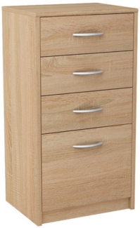 Home Collective Kommode mit 4 Schubladen mit matter Oberfläche, Kommode 45cm breit Holz (Schlafzimmer Wohnzimmer Flur Büro Organizer, Metallrollen mit Auszugsstopp), Schrank Kommode mit Schubladen Sideboard Highboard sonoma