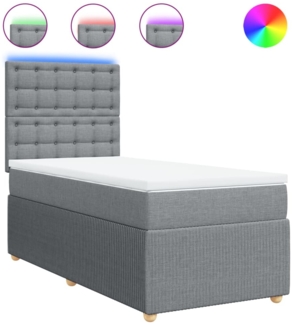vidaXL Boxspringbett mit Matratze Hellgrau 80x200 cm Stoff 3294197