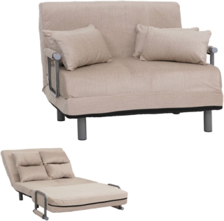 Mendler Schlafsessel HWC-K29, Klappsessel Schlafsofa Gästebett, Liegefläche 190x100cm, Stoff Chenille (370g/m²) ~ creme