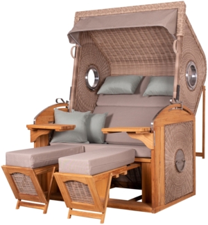 Strandkorb deVries PURE® Sailor XL - PE white kubu - Dessin 483 - inkl. Schutzhülle