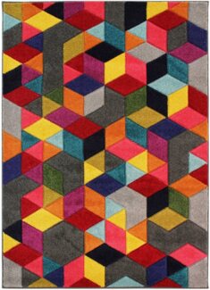 FLAIR RUGS Teppich Dynamic, rechteckig, Höhe: 10 mm, fußbodenheizungsgeeignet, Cube Muster, bunt, Wohnzimmer