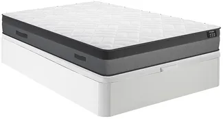 Vente-unique - Set aus Bettgestell mit Bettkasten + Matratze - 140 x 190 cm - Taschenfederkern & Memory Schaum - Stärke 24 cm - Weiß - ILLUSION von YSMÉE