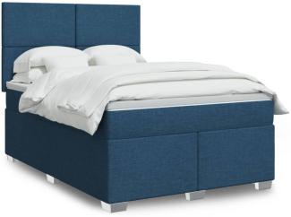 vidaXL Boxspringbett mit Matratze Blau 160x200 cm Stoff 3292838