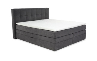 BOXSPRINGBETT 180x200 cm, 7-Zonen-Tonnentaschen-Federkernmatratzen H3, Topper, Bonell-Federkern, 2 Bettkästen, Cord Grau Anthrazit