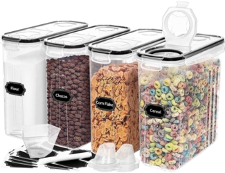 Skroam 4L Vorratsdosen Set Müsli Schüttdose luftdicht Stapelbar 4er-Pack