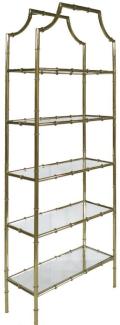 Casa Padrino Luxus Regalschrank Gold 78 x 33 x H. 197 cm - Edelstahl Schrank mit 5 Glasregalen - Luxus Wohnzimmer Möbel