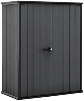 Dmora Gartenschrank Jasper, Gartenmöbel, Mehrzweck-Gartenschrank, Container für Balkon oder Garage, 140x74 h170 cm, Dunkelgrau
