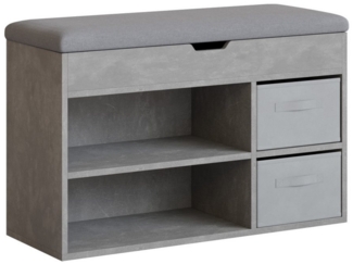 Mondeer Schuhbank Schuhhocker (80 x 48 x 30 cm), Holzschuhablage mit Stoffschublade und aufklappbarem Sitzfläche