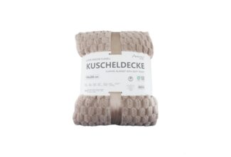 Flanell Kuscheldecke | Waffeloptik Wohndecke | super weich mit soft Teddy | 150x200cm - Beige