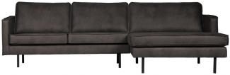 Longchair-Sofa Rodeo Rechts - Leder Black