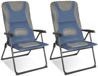 HOMECALL Campingstuhl Hochlehner Gartenstuhl Klappstühle Gepolstert Faltstuhl Balkonstuhl (Belastbar 150KG, mit 5-Fach Verstellbare lehne, 2 St)