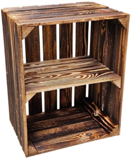 Holzkiste Obstkiste Weinkiste Vintage Geflammt 50 x 40 x 30cm Regal Kurz
