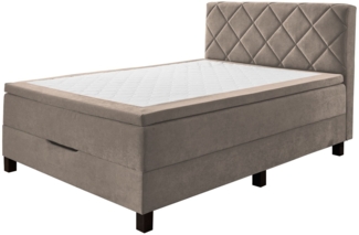 Boxspringbett Josh / Jeff BX2280 , Mikrofaser , Beige , 140 x 110 x 211 cm
