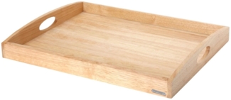 Continenta Tablett Rechteckig, Serviertablett, Holztablett, Dekotablett, Gummibaumholz, 54x42 cm, 3109