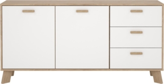 Calicosy 'STORM' Buffet mit 2 Türen, 3 Schubladen in Eichen- und Weiß-Dekor, L147,2 cm - Weiß