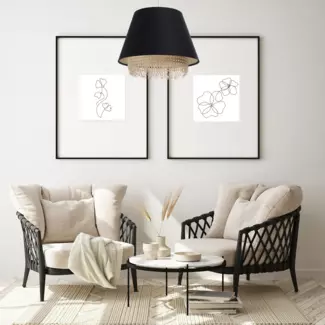 BPS Koncept 0SE0-002 Hängeleuchte SENSEI Satin-Textil auf PVC-Kunststoff schwarz, beige 1xE27 60W H:105cm Ø40cm dimmbar