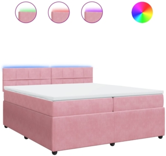 vidaXL Boxspringbett mit Matratze Rosa 200x200 cm Samt 3290135