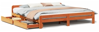 vidaXL Massivholzbett ohne Matratze Wachsbraun 200x200 Kiefernholz 3309028