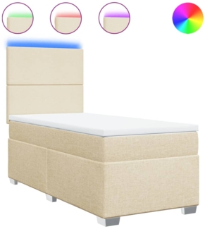 vidaXL Boxspringbett mit Matratze Creme 100x200 cm Stoff 3292697