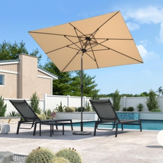 PURPLE LEAF Sonnenschirm Aluminium 270x180 cm Kurbel neigbar Beige