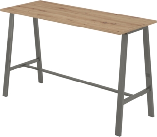 bümö Meetingpoint Industrial Look, Bistrotisch eckig 175 x 68 cm, Stehtisch Holz-Platte, Bartisch Asteiche, Gestell aus Metall natur, Buffettisch, Partytisch, Thekentisch, Hochtisch, Barmöbel, MPA17-R-T