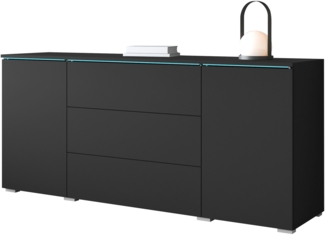 Kommode Doppo 150 (Farbe: Schwarzer Graphit, mit RGB LED Beleuchtung)