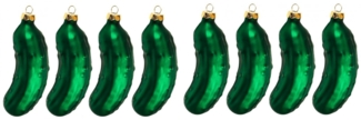 8er Set Gurke Weihnachtskugel Christbaumschmuck Glas Ø 3cm L 9,2cm Grün