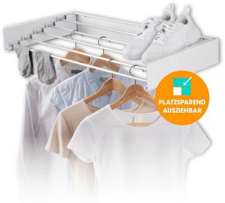EASYmaxx Wandwäschetrockner platzsparend ausziehbar, Edelstahl Wäscheständer zur Wandmontage, Kleidung platzsparend aufhängen klappbar Wäsche trocknen