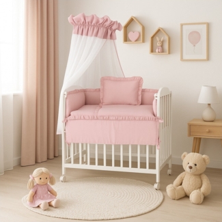 Babyhafen Beistellbett Set 90×40 cm Altrosa – mit Matratze & Zubehör