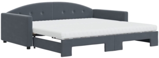 vidaXL Tagesbett Ausziehbar mit Matratzen Dunkelgrau 100x200 cm Samt 3197333