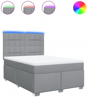 vidaXL Boxspringbett mit Matratze Hellgrau 140x200 cm Stoff 3292811